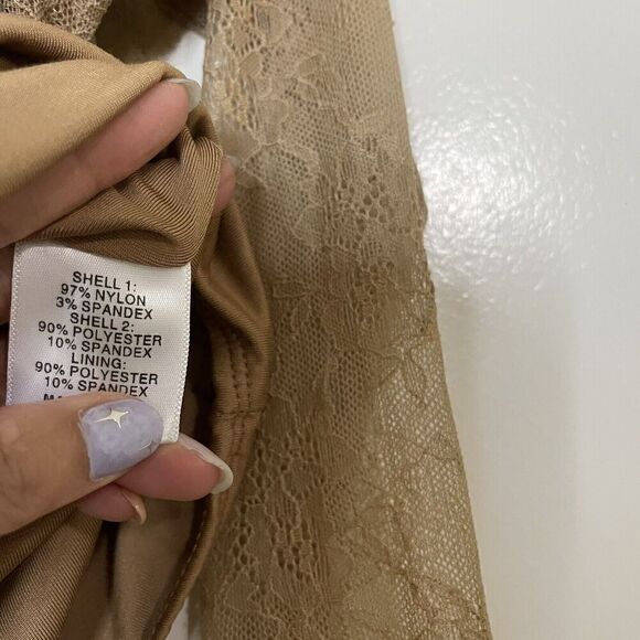 REVOLVE Camila Coelho Paloma lace tan nude off shoulder bodysuit size small - Picture 7 of 8